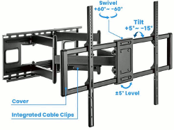 Manhattan TV nosač zidni 60"-120" do 120kg, crni