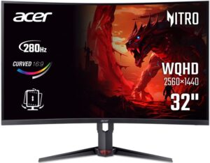 XZ323QUZ1bmiiprx, 31.5"/Curved/VA/2560x1440/280Hz/DP/HDMI/Audio/2Y