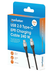 Manhattan kabel USB-C, M/M, PD3.1,240W,480Mbps,2m