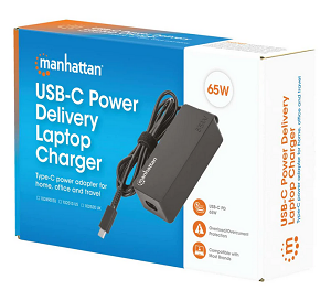 Manhattan punjač za laptop 65W USB-C, crni