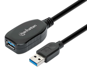 Manhattan USB 3.0 aktivni produžni kabel, 5m, crni