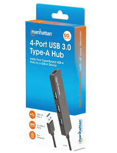 Manhattan Hub 4-Port USB 3.0 Type-A, crni
